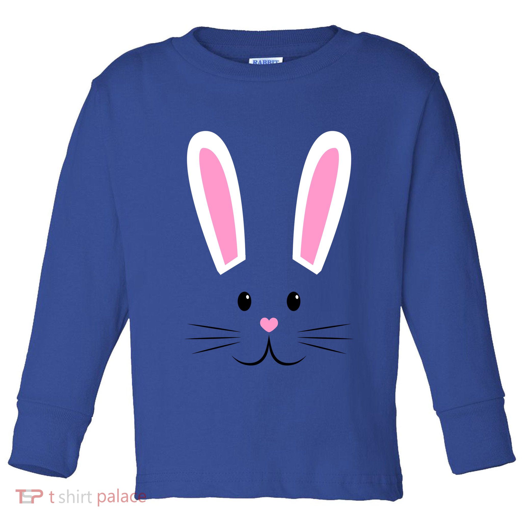 Easter Bunny Big Face Rabbit Toddler Long Sleeve Shirt