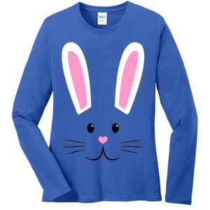 Easter Bunny Big Face Rabbit Ladies Long Sleeve Shirt