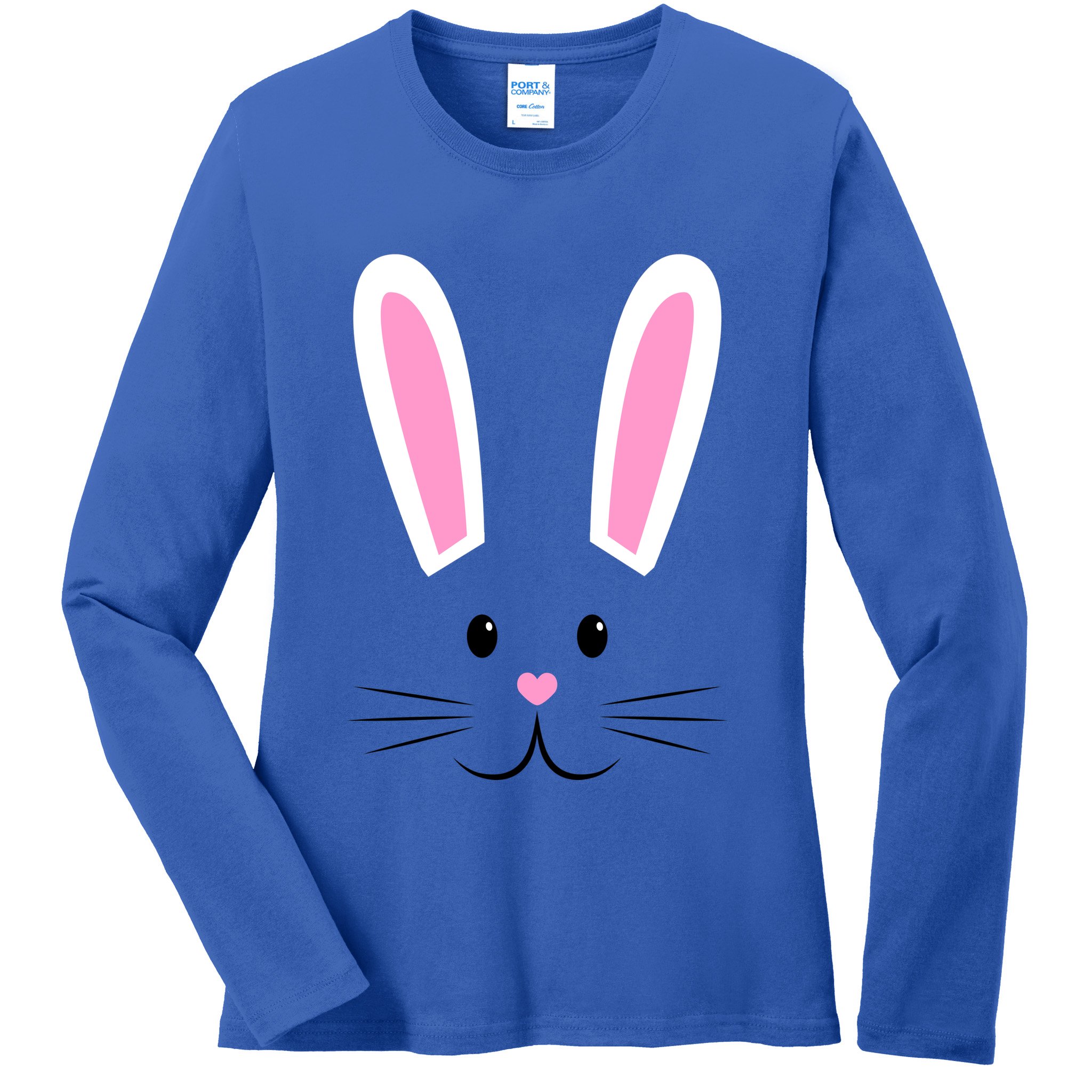 Easter Bunny Big Face Rabbit Ladies Long Sleeve Shirt