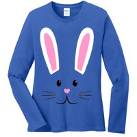 Easter Bunny Big Face Rabbit Ladies Long Sleeve Shirt