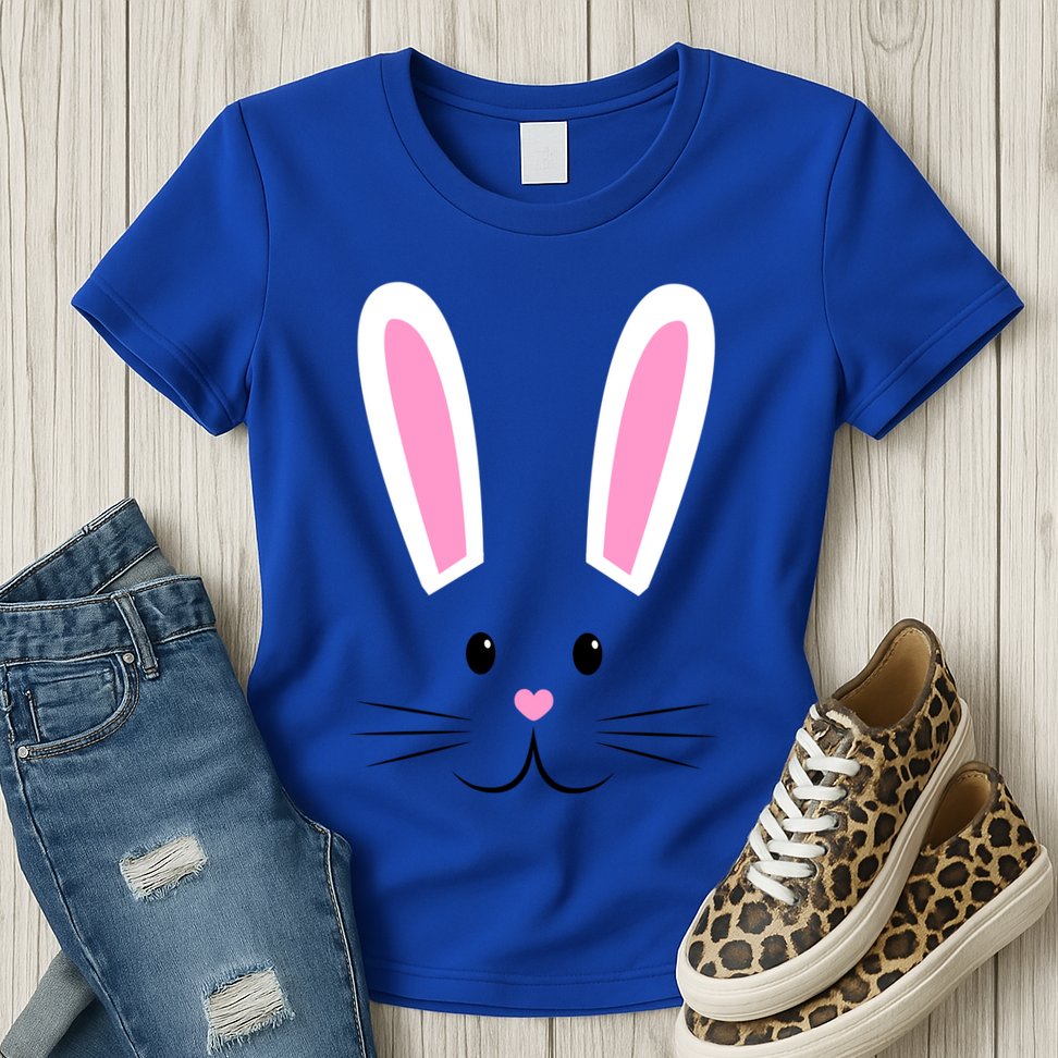 Easter Bunny Big Face Rabbit Womens T-Shirt