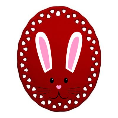 Easter Bunny Big Face Rabbit Ceramic Oval Ornament