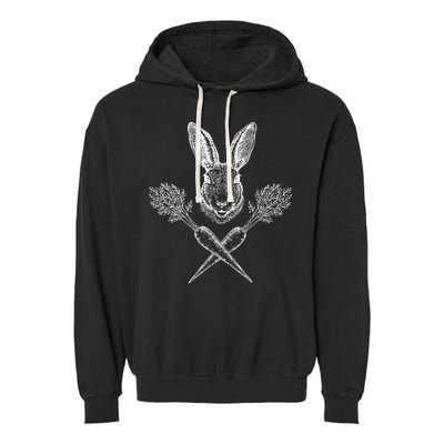 Easter Bunny Carrot Crossbones Garment-Dyed Fleece Hoodie