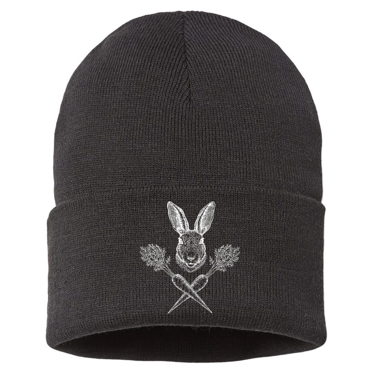 Easter Bunny Carrot Crossbones Sustainable Knit Beanie