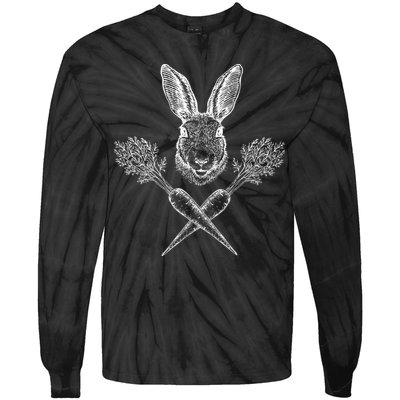 Easter Bunny Carrot Crossbones Tie-Dye Long Sleeve Shirt