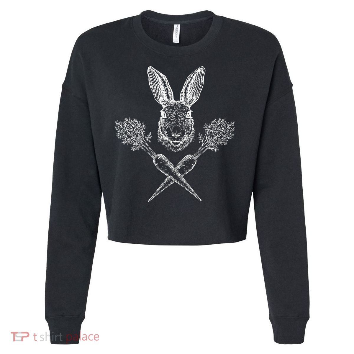 Easter Bunny Carrot Crossbones Cropped Pullover Crew