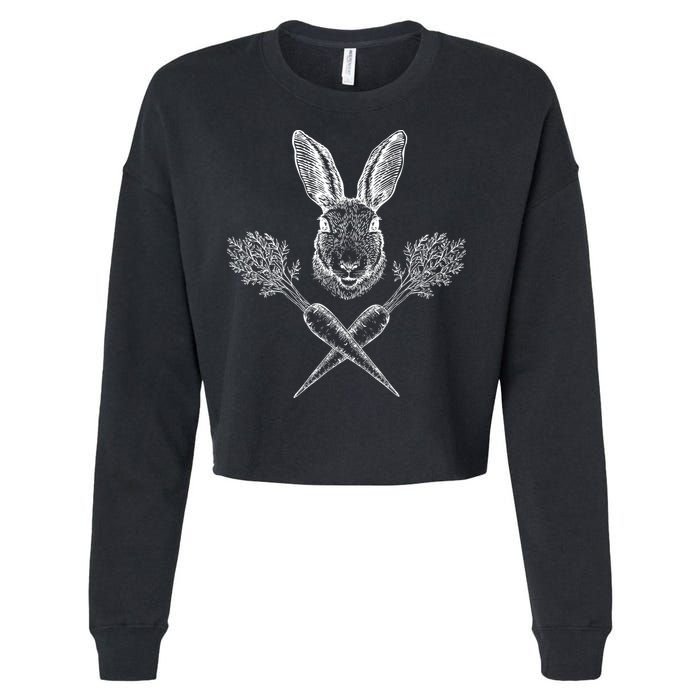 Easter Bunny Carrot Crossbones Cropped Pullover Crew