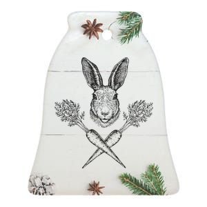 Easter Bunny Carrot Crossbones Ceramic Bell Ornament