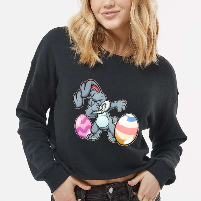 Easter Bunny Dabbing Cropped Pullover Crew