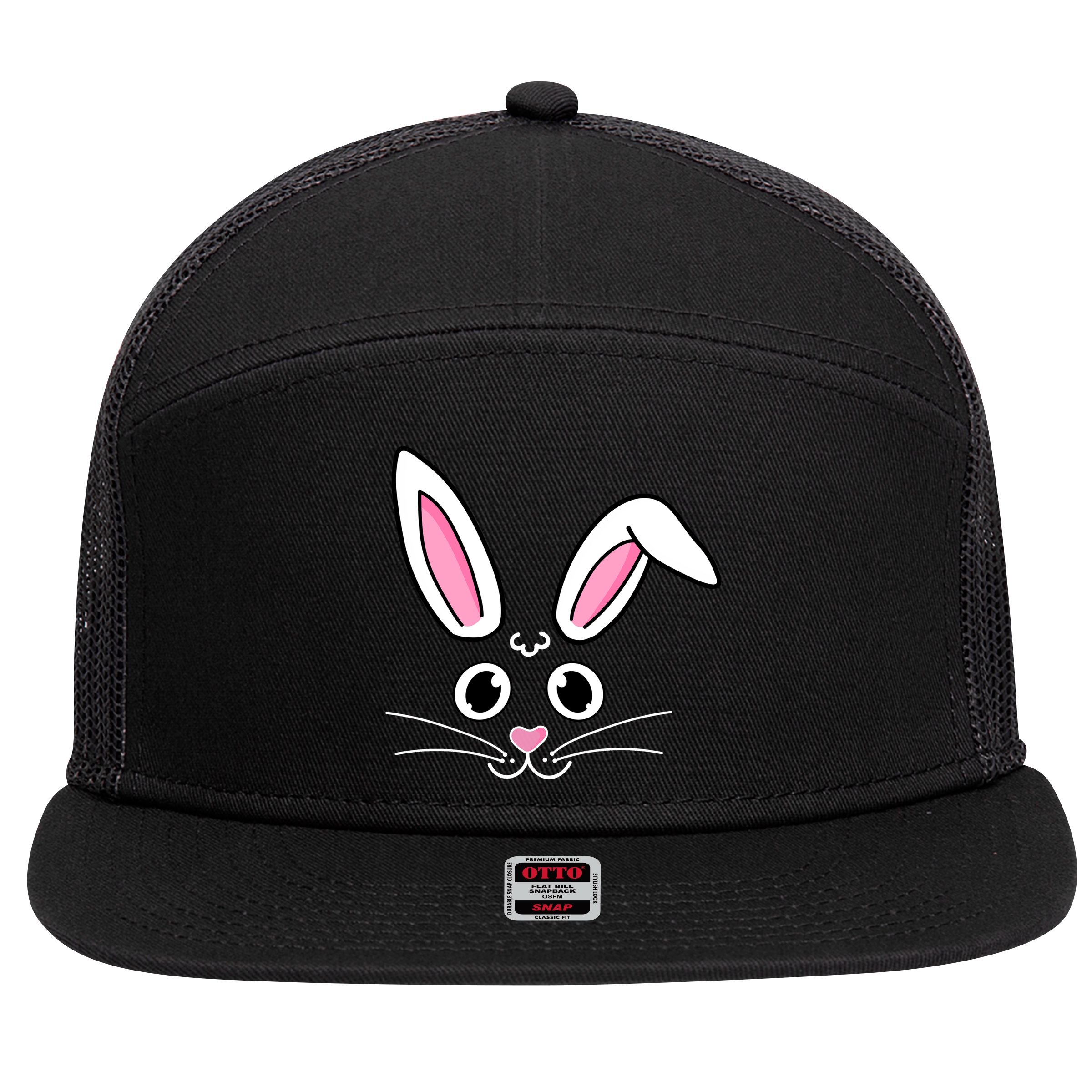 Easter Bunny Face 7 Panel Mesh Trucker Snapback Hat