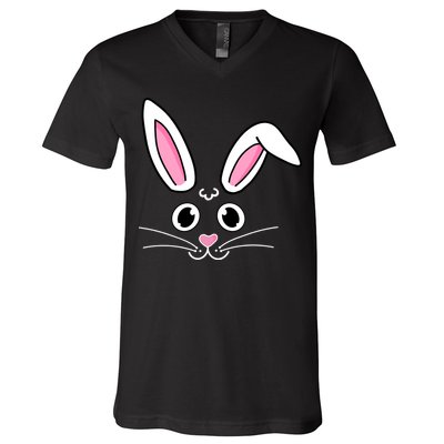 Easter Bunny Face V-Neck T-Shirt