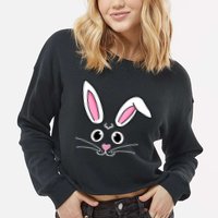 Easter Bunny Face Cropped Pullover Crew