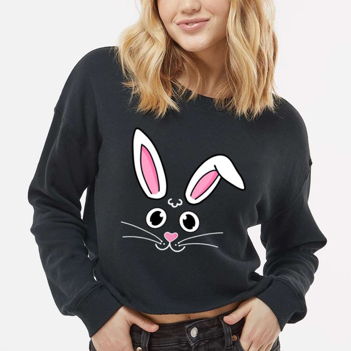 Easter Bunny Face Cropped Pullover Crew