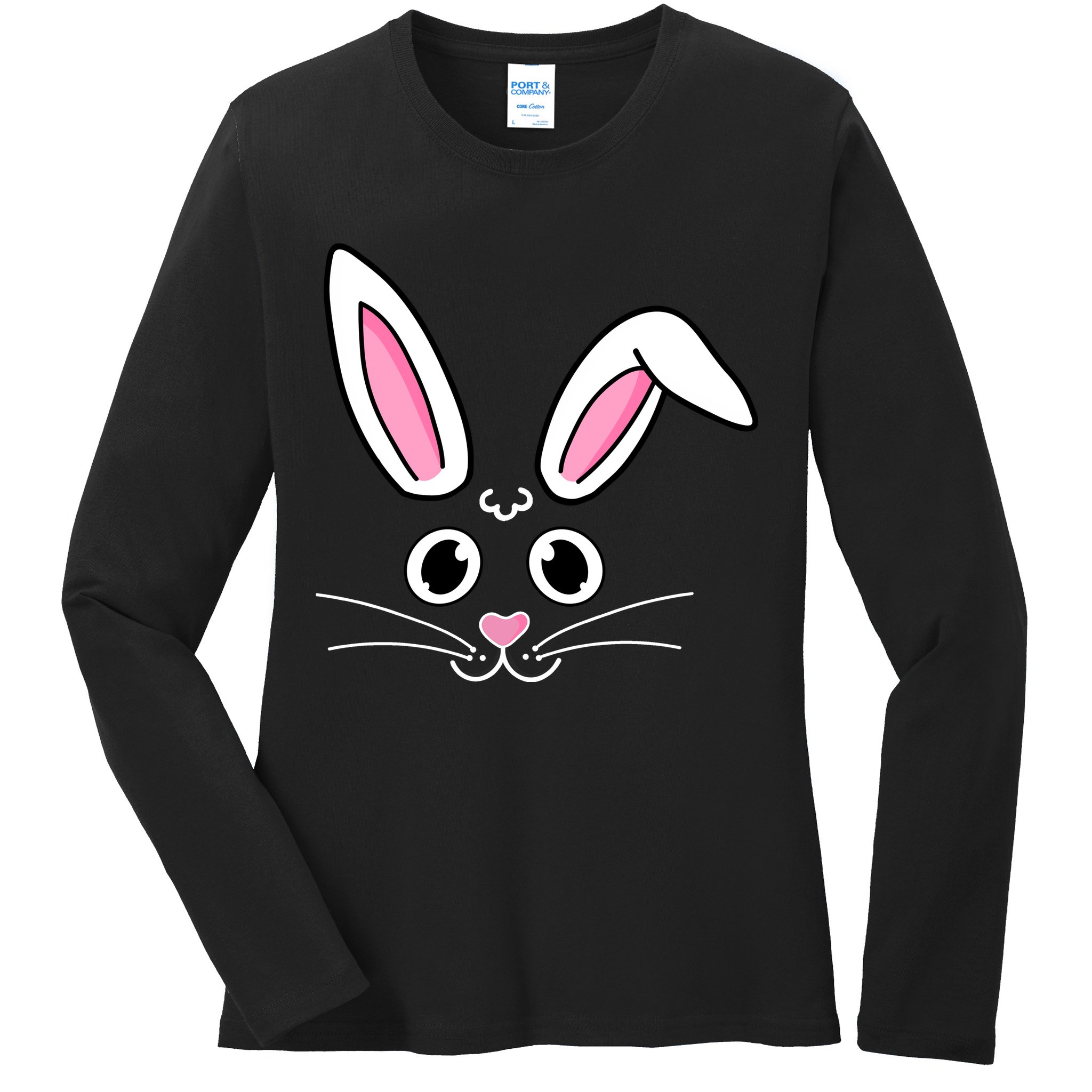 Easter Bunny Face Ladies Long Sleeve Shirt