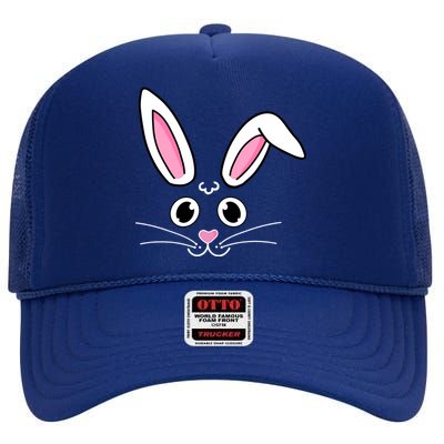 Easter Bunny Face High Crown Mesh Back Trucker Hat