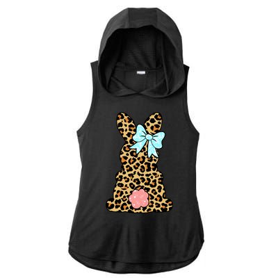 Easter Bunny Leopard Print Ladies PosiCharge Tri-Blend Wicking Draft Hoodie Tank