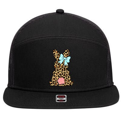 Easter Bunny Leopard Print 7 Panel Mesh Trucker Snapback Hat