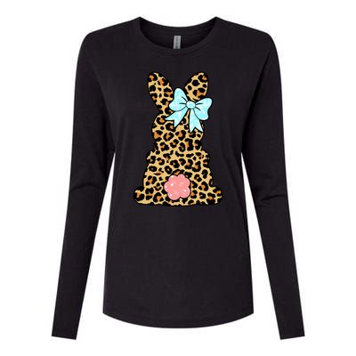 Easter Bunny Leopard Print Womens Cotton Relaxed Long Sleeve T-Shirt