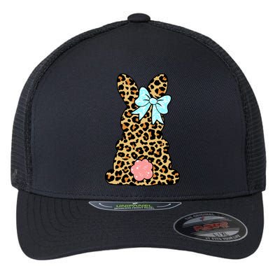 Easter Bunny Leopard Print Flexfit Unipanel Trucker Cap