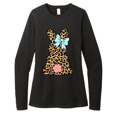 Easter Bunny Leopard Print Womens CVC Long Sleeve Shirt