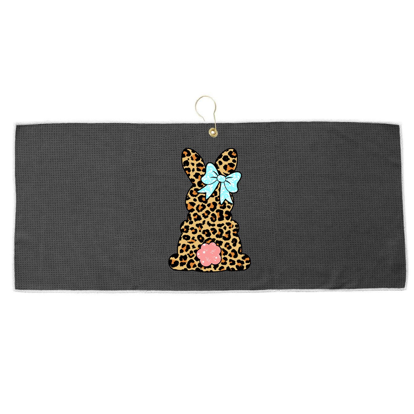 Easter Bunny Leopard Print Large Microfiber Waffle Golf Towel