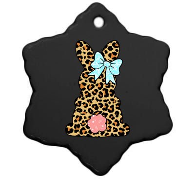 Easter Bunny Leopard Print Ceramic Star Ornament