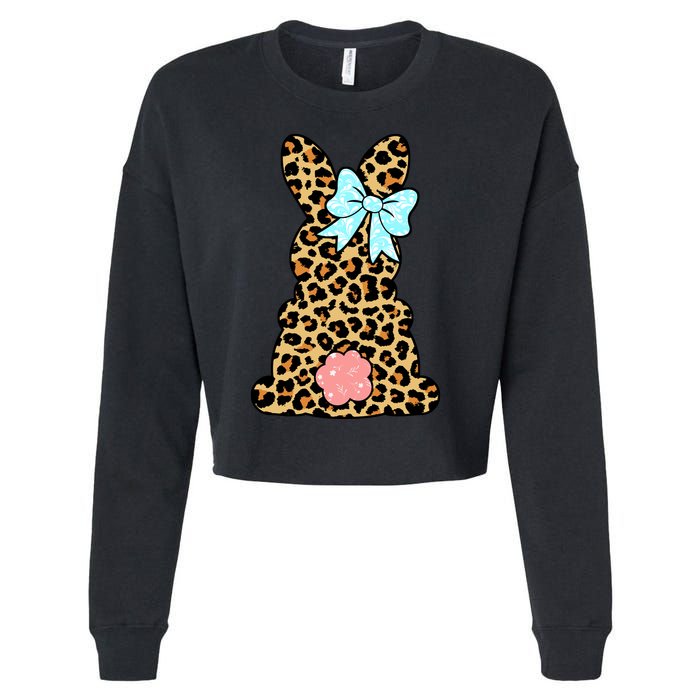 Easter Bunny Leopard Print Cropped Pullover Crew