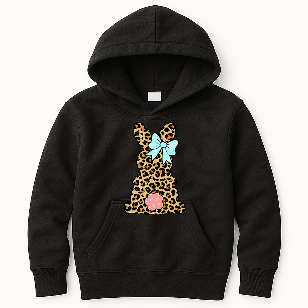 Easter Bunny Leopard Print Kids Hoodie
