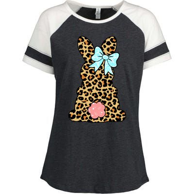 Easter Bunny Leopard Print Enza Ladies Jersey Colorblock Tee