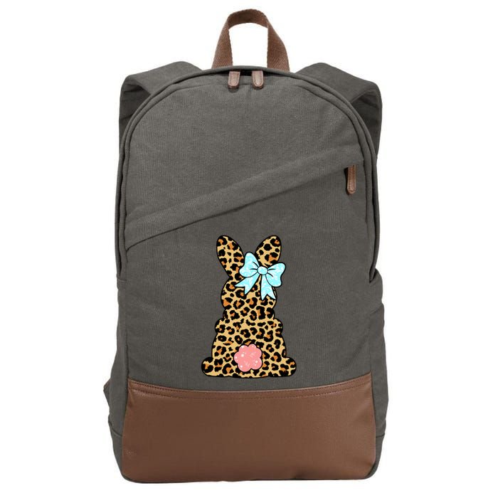 Easter Bunny Leopard Print Cotton Canvas Backpack