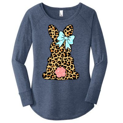 Easter Bunny Leopard Print Women's Perfect Tri Tunic Long Sleeve Shirt