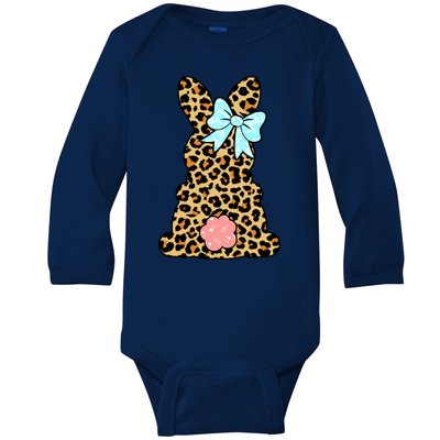 Easter Bunny Leopard Print Baby Long Sleeve Bodysuit