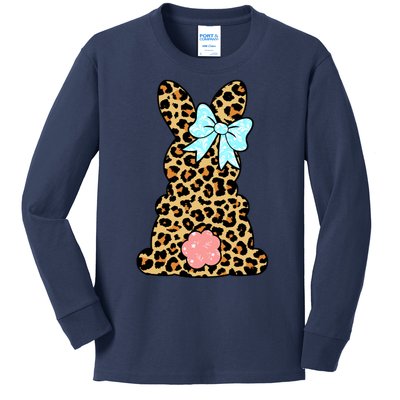 Easter Bunny Leopard Print Kids Long Sleeve Shirt