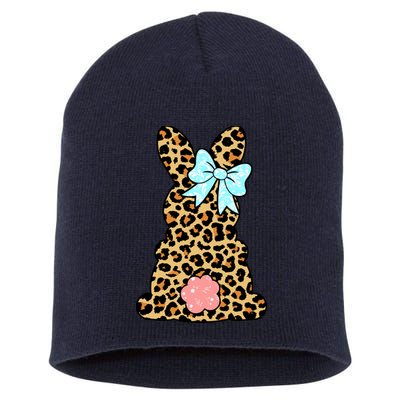 Easter Bunny Leopard Print Short Acrylic Beanie