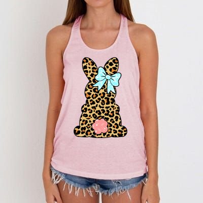 Easter Bunny Leopard Print Women's Knotted Racerback Tank