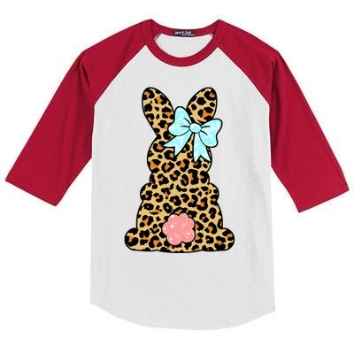 Easter Bunny Leopard Print Kids Colorblock Raglan Jersey