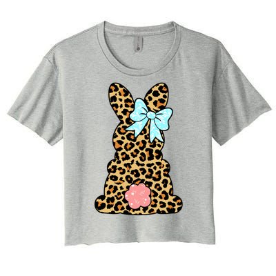 Easter Bunny Leopard Print Women's Crop Top Tee