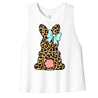 Easter Bunny Leopard Print Women's Racerback Cropped Tank