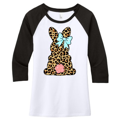 Easter Bunny Leopard Print Women's Tri-Blend 3/4-Sleeve Raglan Shirt