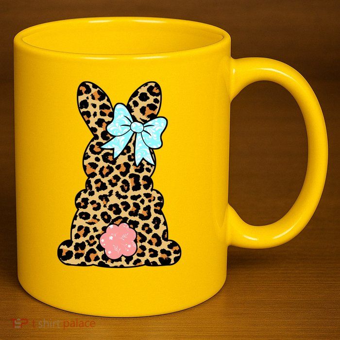 Easter Bunny Leopard Print 11oz C Handle Ceramic Mug