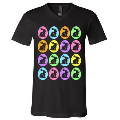 Easter Bunny Rabbit Eggs V-Neck T-Shirt