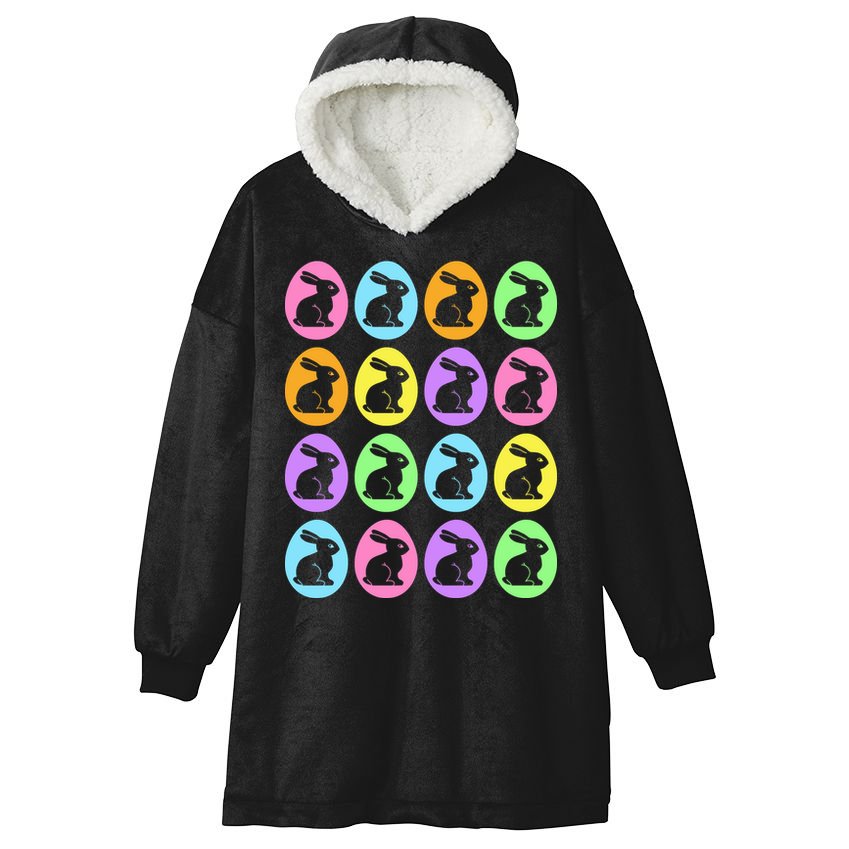 Easter Bunny Rabbit Eggs Hooded Wearable Blanket