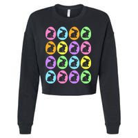 Easter Bunny Rabbit Eggs Cropped Pullover Crew