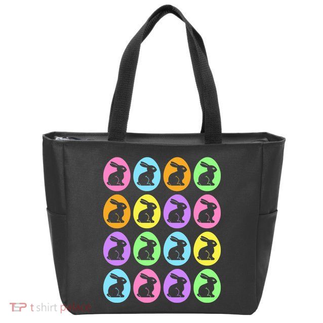 Easter Bunny Rabbit Eggs Zip Tote Bag