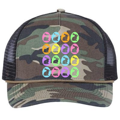 Easter Bunny Rabbit Eggs Retro Rope Trucker Hat Cap