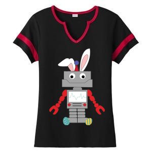 Easter Bunny Robot Ladies Halftime Notch Neck Tee