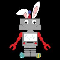 Easter Bunny Robot Stripe Pom Pom Beanie