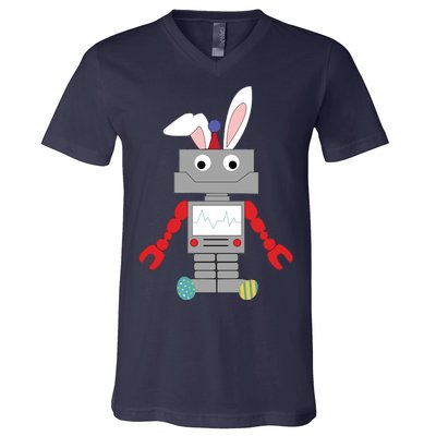 Easter Bunny Robot V-Neck T-Shirt