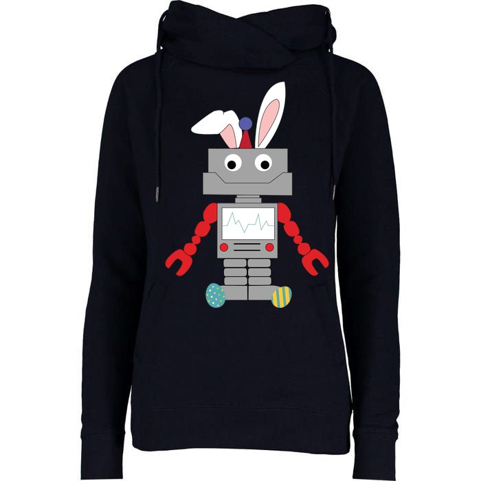 Easter Bunny Robot Womens Funnel Neck Pullover Hood