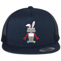 Easter Bunny Robot Flat Bill Trucker Hat